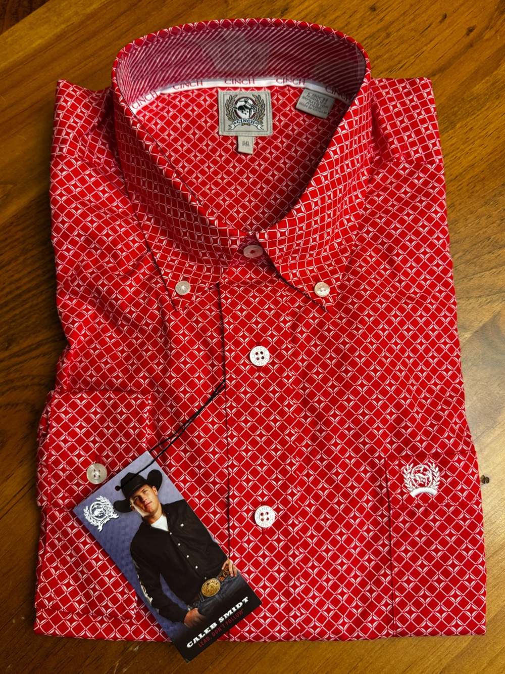 Men's Cinch Red Geometric Western Button-Up Shirt